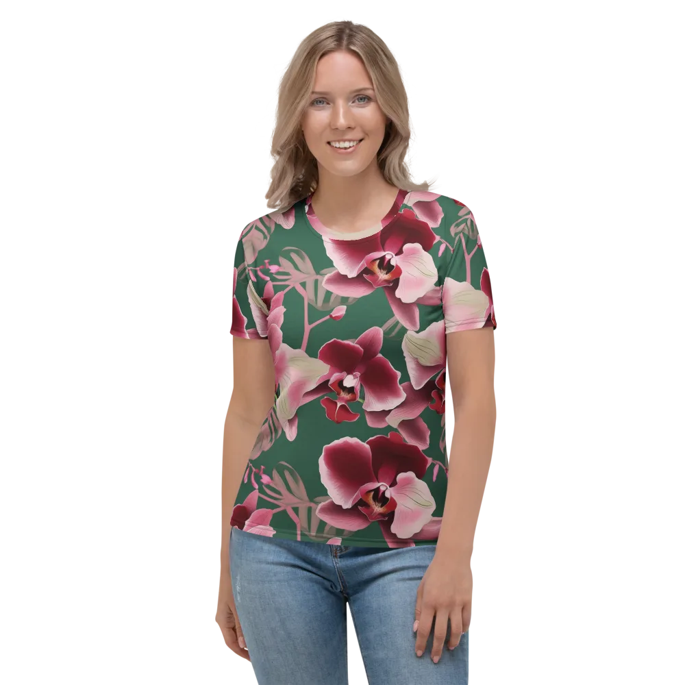 Jade Orchid Garden on Women's Crew Neck T-Shirt — Front