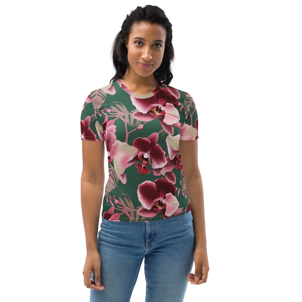 Jade Orchid Garden on Women's Crew Neck T-Shirt — Front