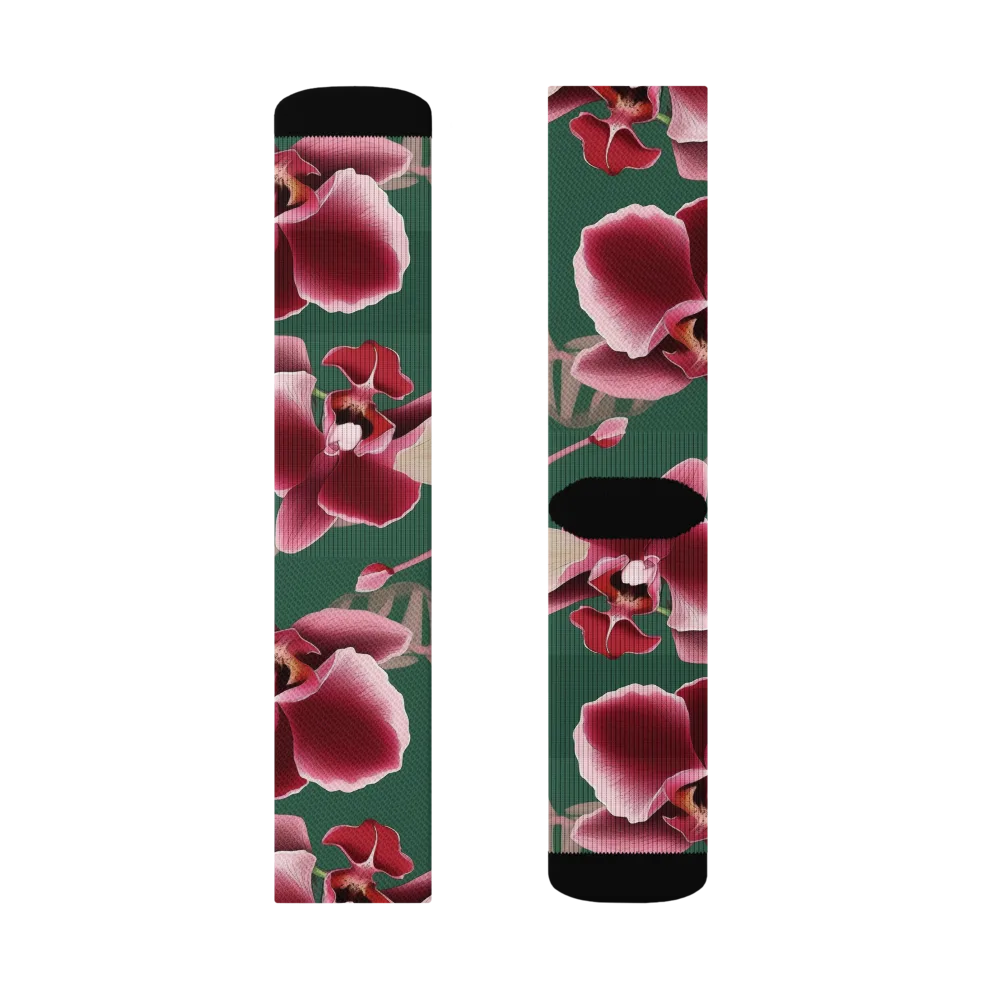 Jade Orchid Garden on Socks — Left Sock
