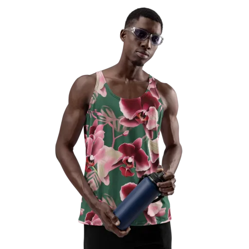 Jade Orchid Garden on a Men's Tank Top