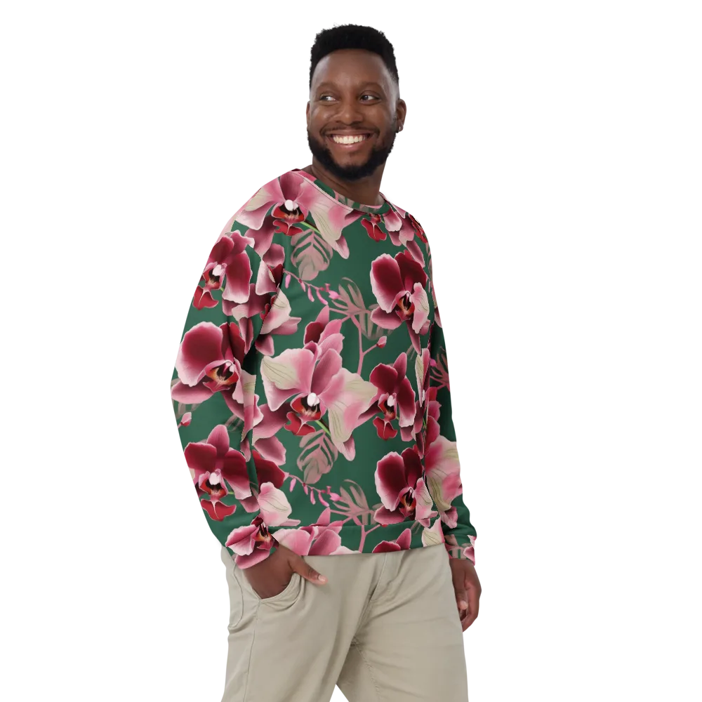 Jade Orchid Garden on Sweatshirt — Front