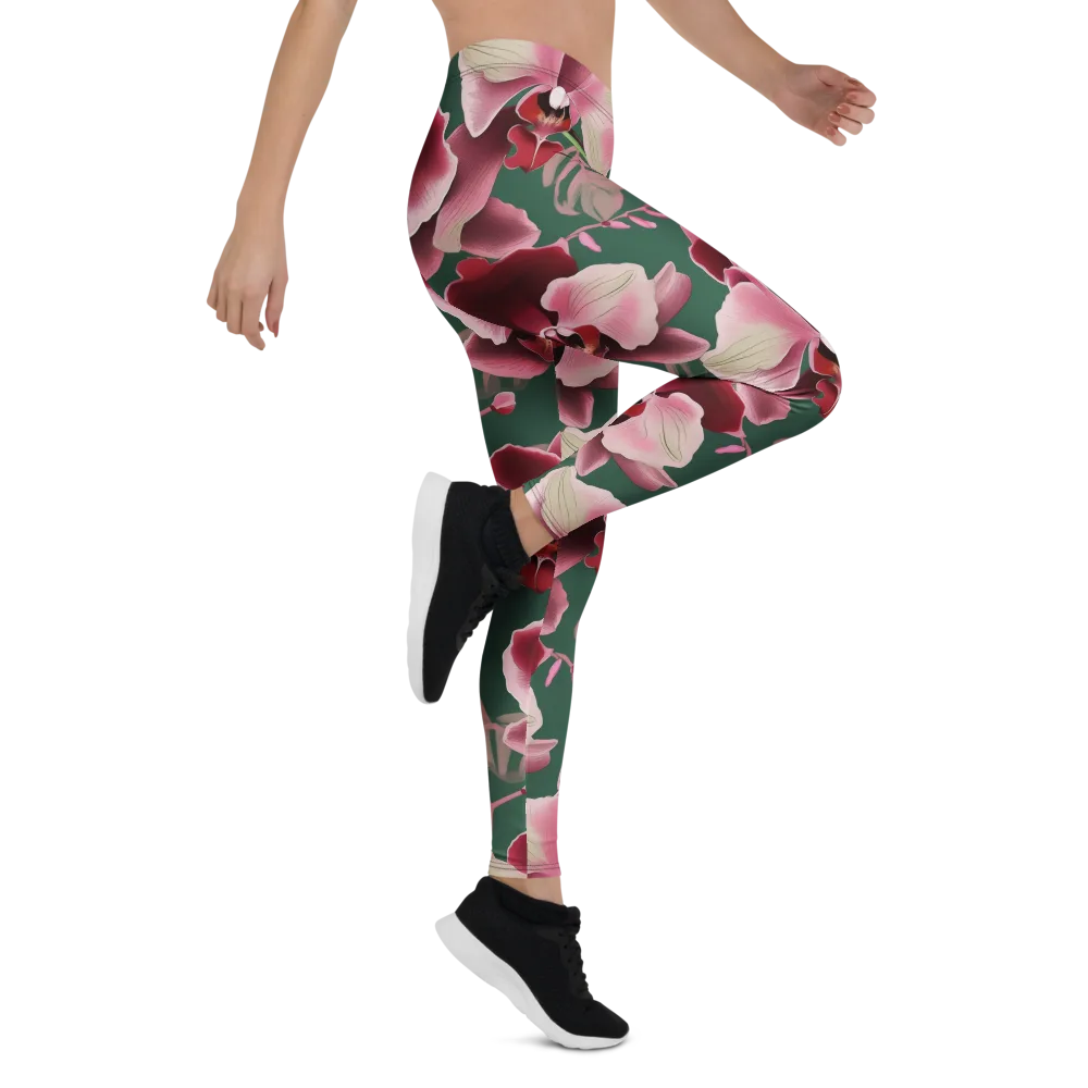 Jade Orchid Garden on Leggings — Right