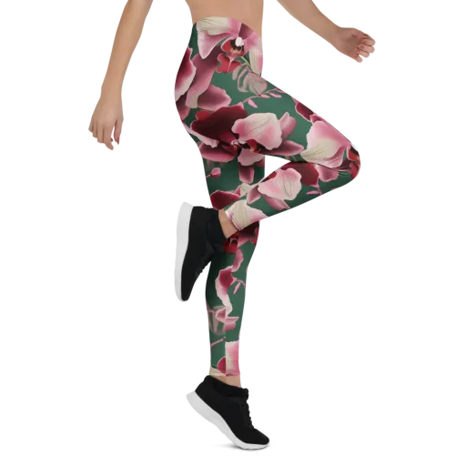 Jade Orchid Garden on a Leggings