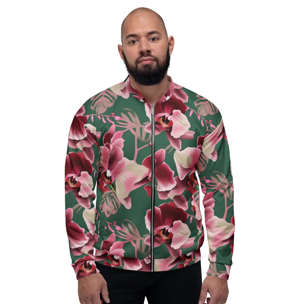 Jade Orchid Garden on Bomber Jacket — Front