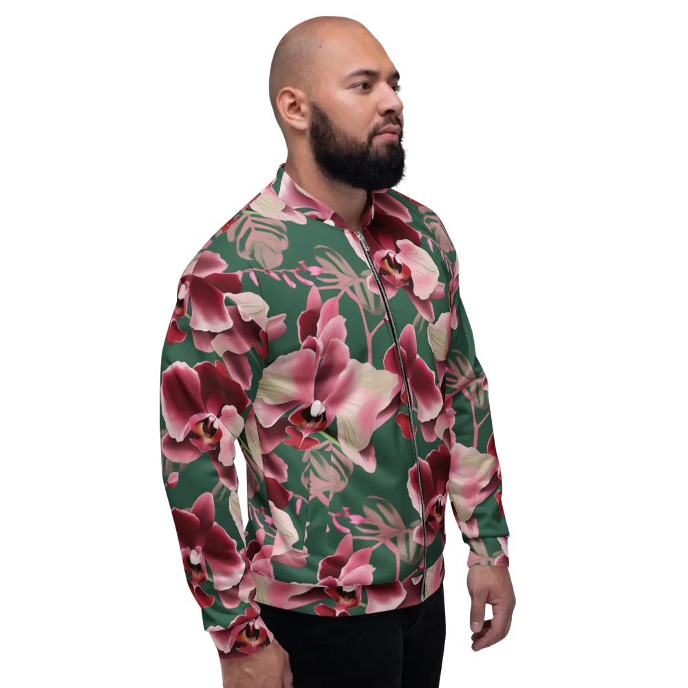Jade Orchid Garden on Bomber Jacket — Right