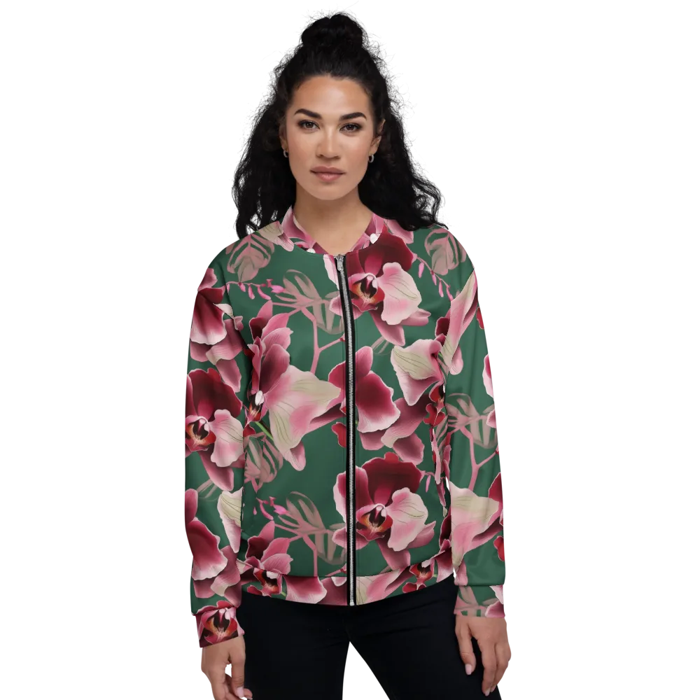 Jade Orchid Garden on Bomber Jacket — Front