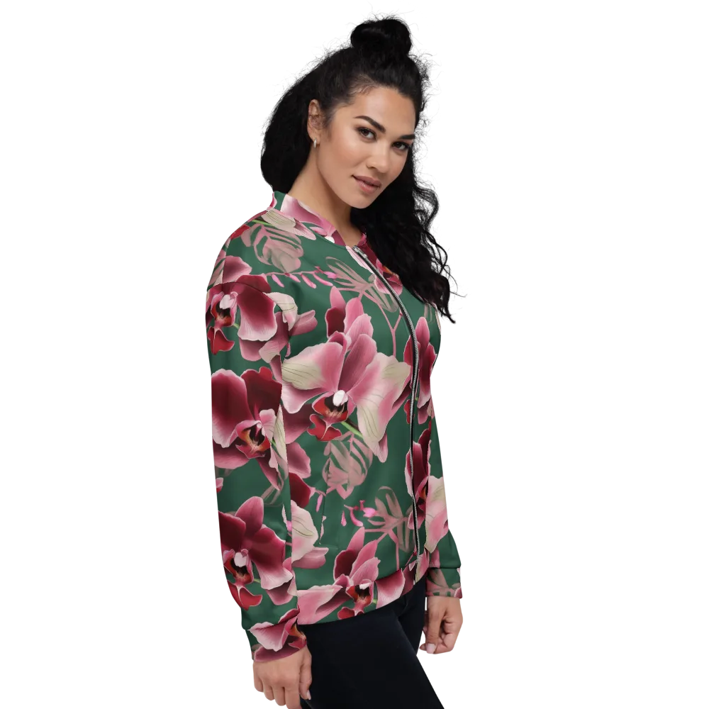 Jade Orchid Garden on Bomber Jacket — Right