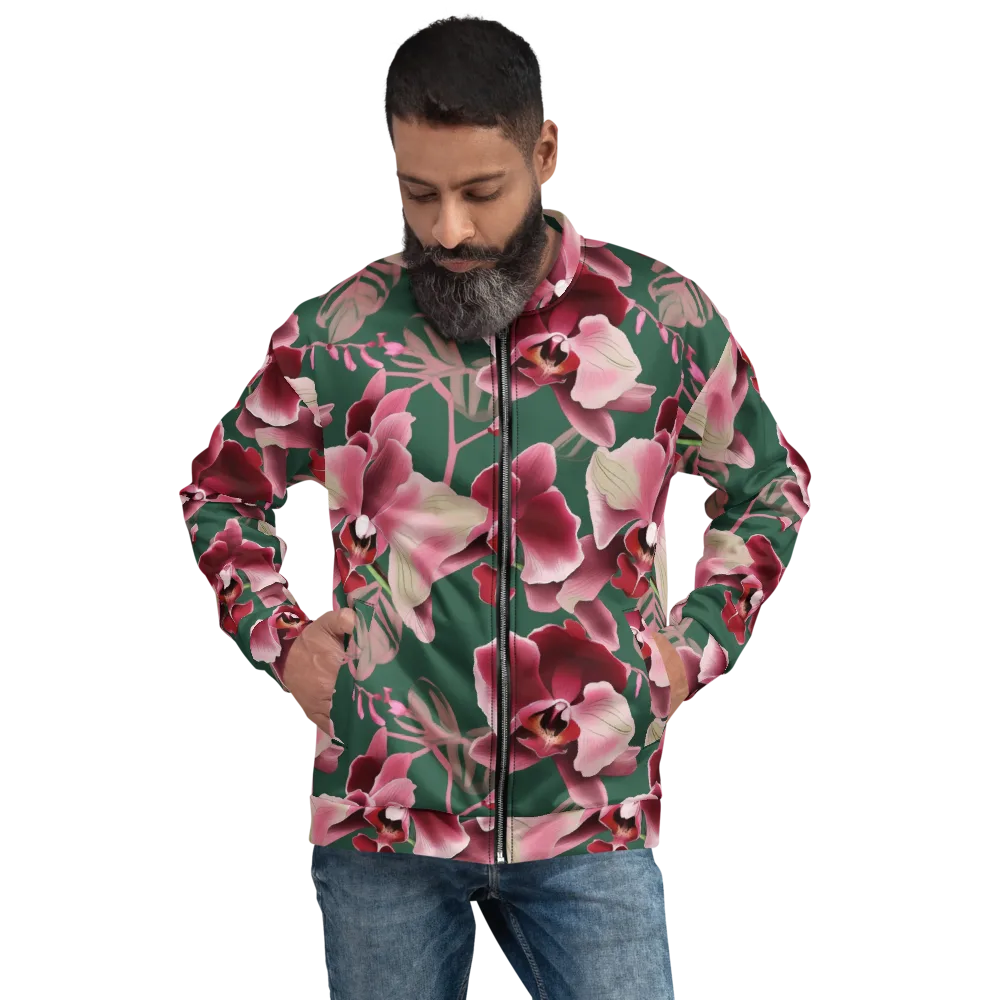 Jade Orchid Garden on Bomber Jacket — Front