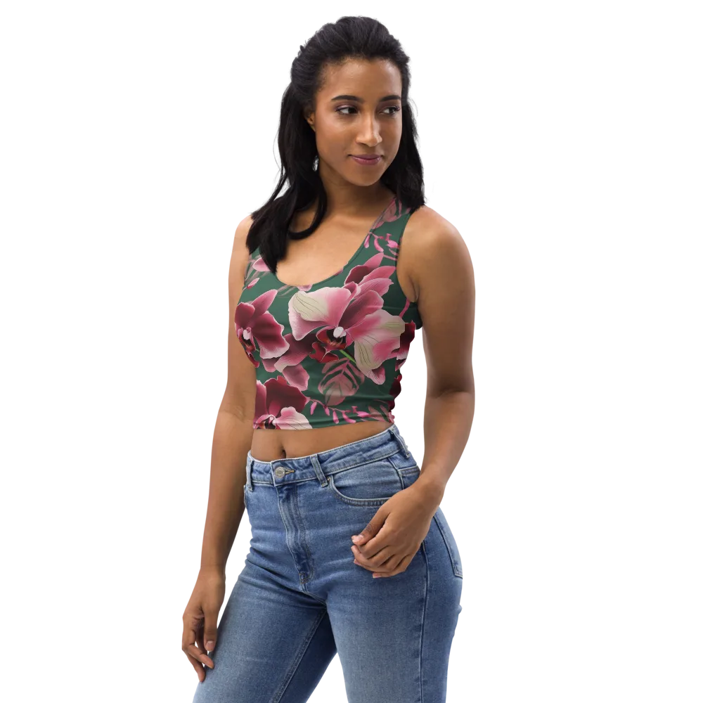 Jade Orchid Garden on Crop Top — Left Front