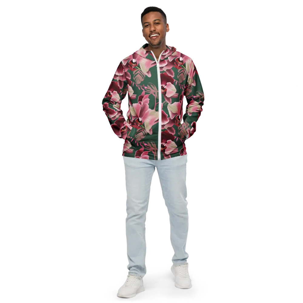 Jade Orchid Garden on Men's Windbreaker — Front