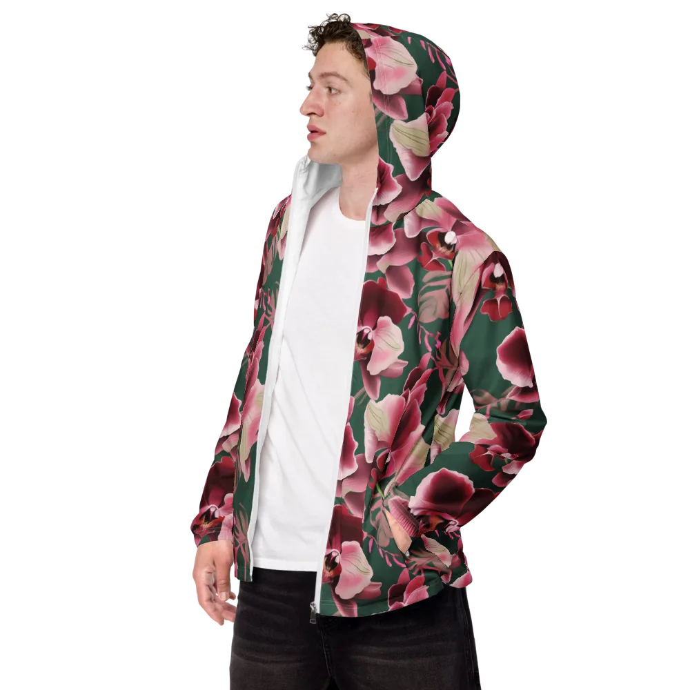 Jade Orchid Garden on Men's Windbreaker — Left Front