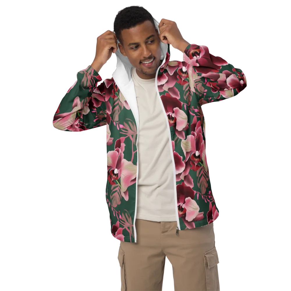 Jade Orchid Garden on Men's Windbreaker — Front