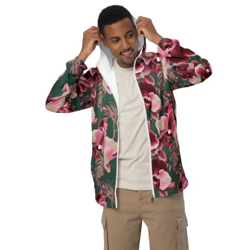 Jade Orchid Garden on a Men's Windbreaker