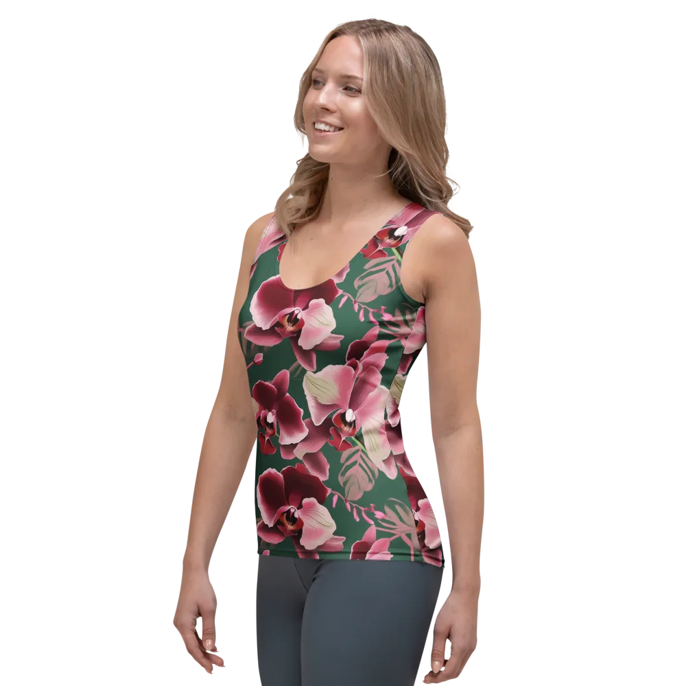 Jade Orchid Garden on Women's Tank Top — Left Front