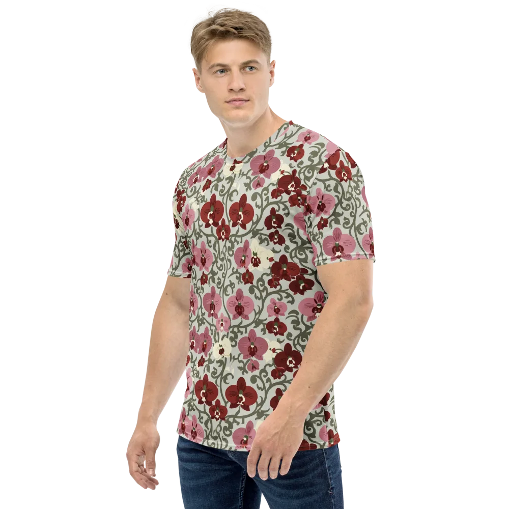 Orchid Vinework on Men's Crew Neck T-Shirt — Left