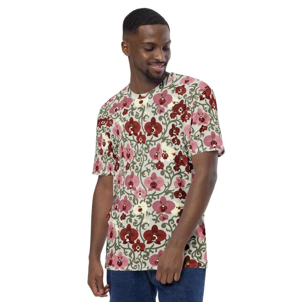 Orchid Vinework on Men's Crew Neck T-Shirt — Left