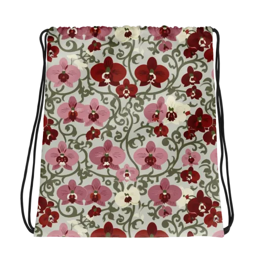 Orchid Vinework on a Drawstring Bag