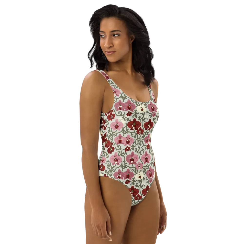 Orchid Vinework on One-Piece Swimsuit — Right