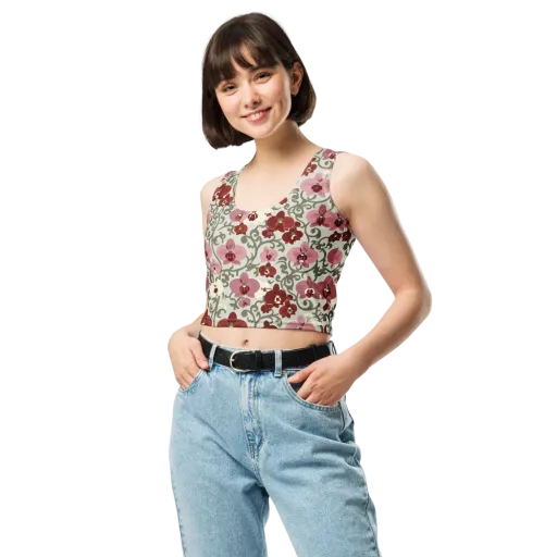 Orchid Vinework on a Crop Top