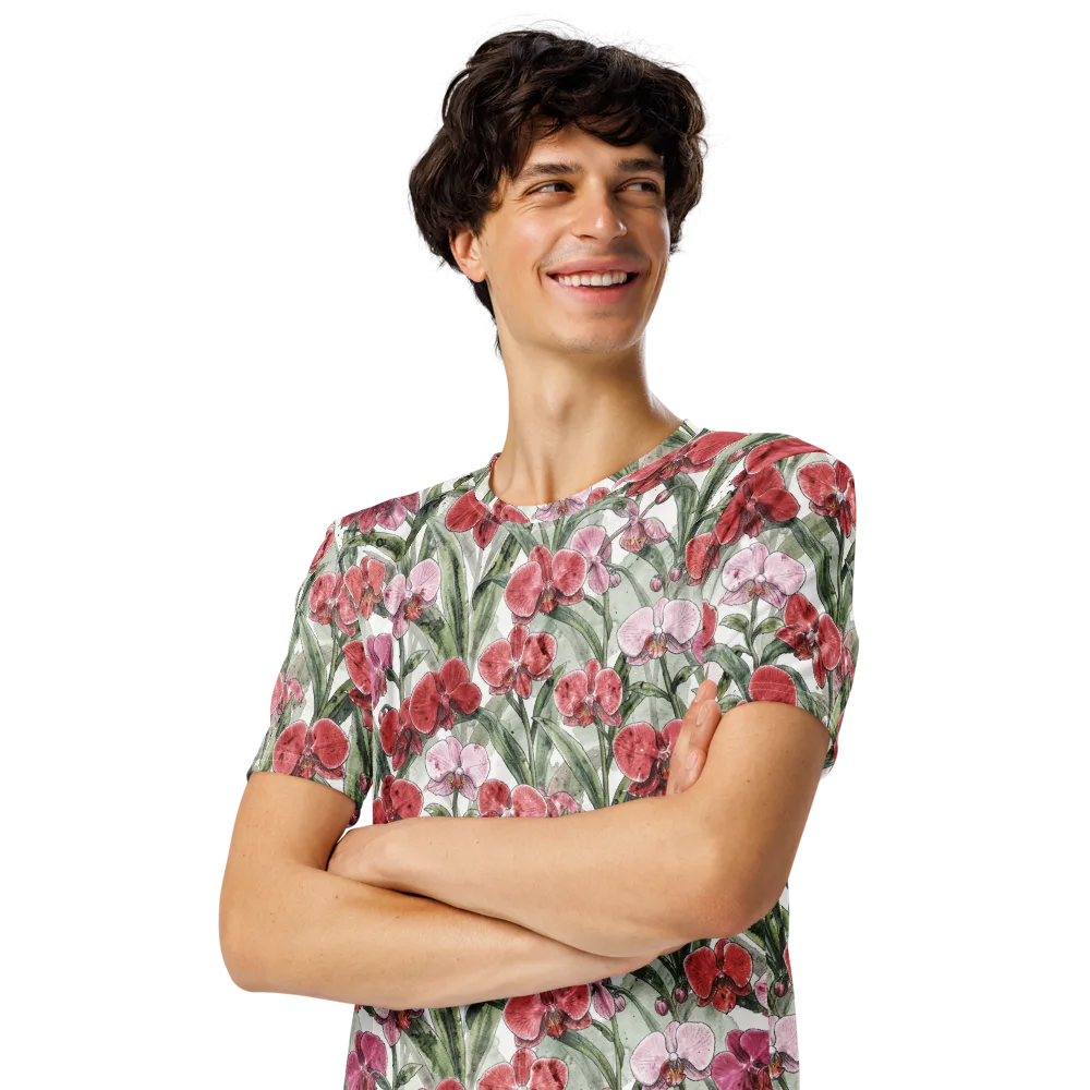 Orchid Conservatory on Men's Crew Neck T-Shirt — Left Front