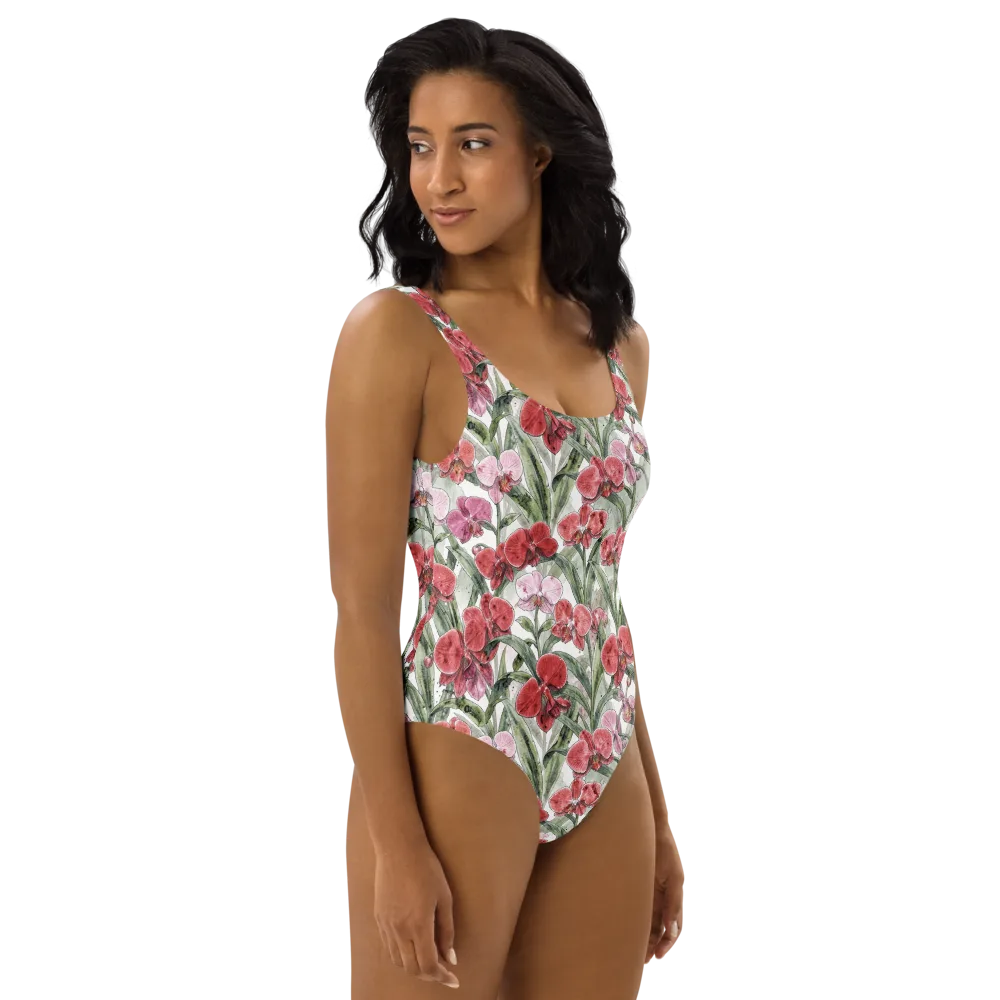 Orchid Conservatory on One-Piece Swimsuit — Right