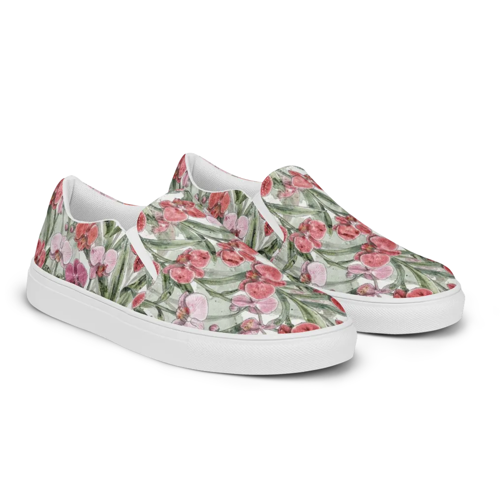 Orchid Conservatory on Women's Slip-On Canvas Shoes — Right Front