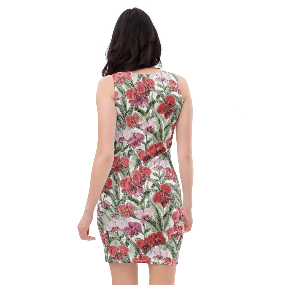 Orchid Conservatory on Bodycon Dress — Back