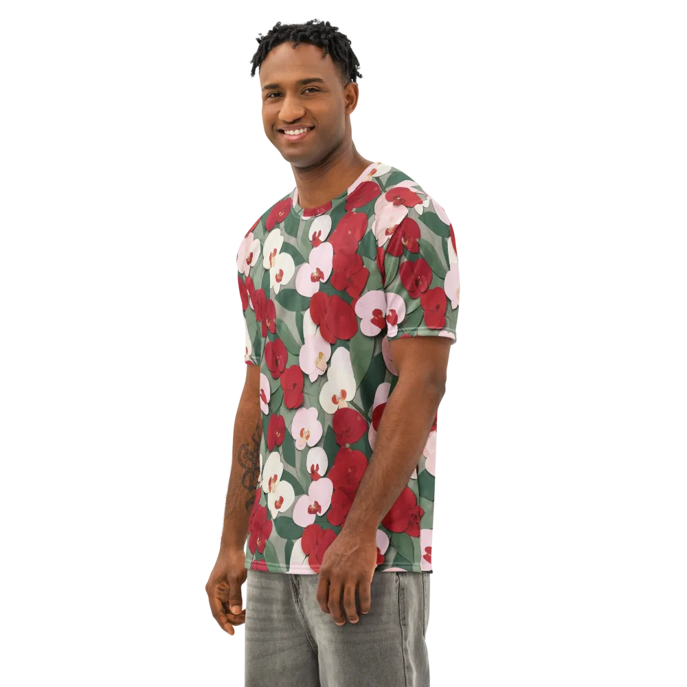 Petal Afterglow on Men's Cotton Crew Neck T-Shirt — Left Front