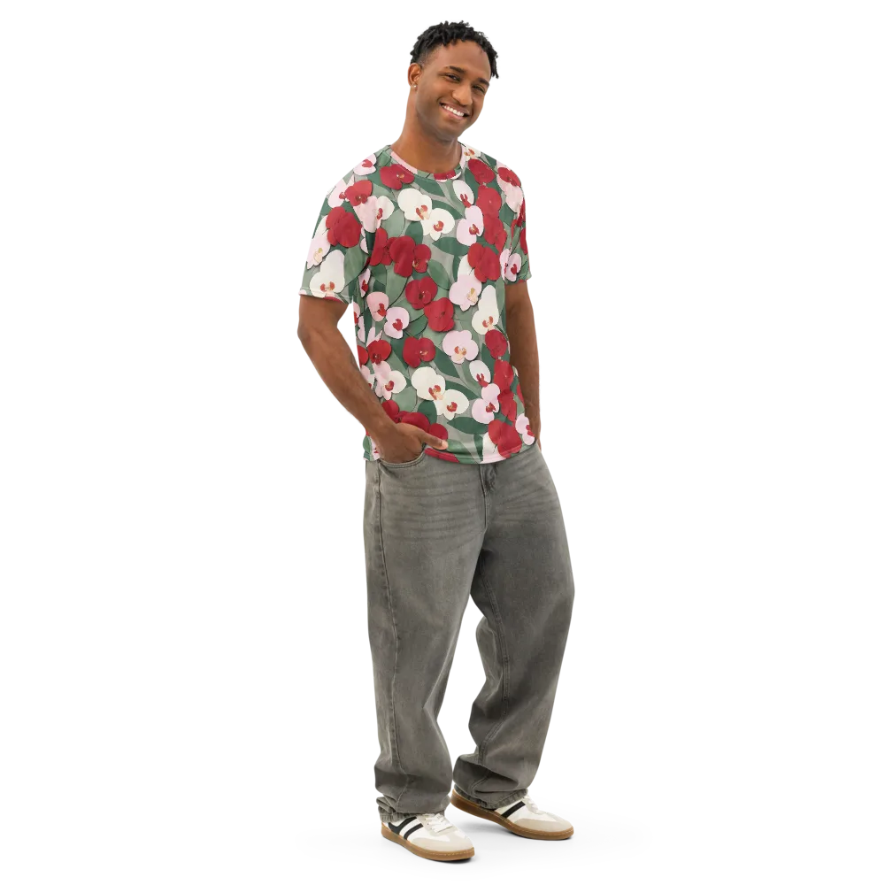 Petal Afterglow on Men's Cotton Crew Neck T-Shirt — Right Front