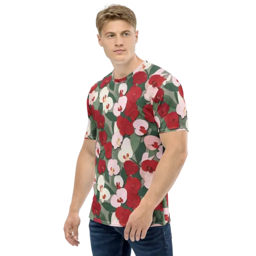 Petal Afterglow on a Men's Crew Neck T-Shirt