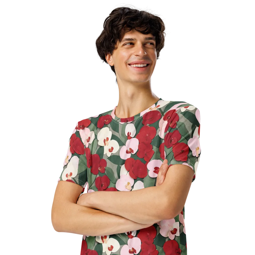 Petal Afterglow on Men's Crew Neck T-Shirt — Left Front