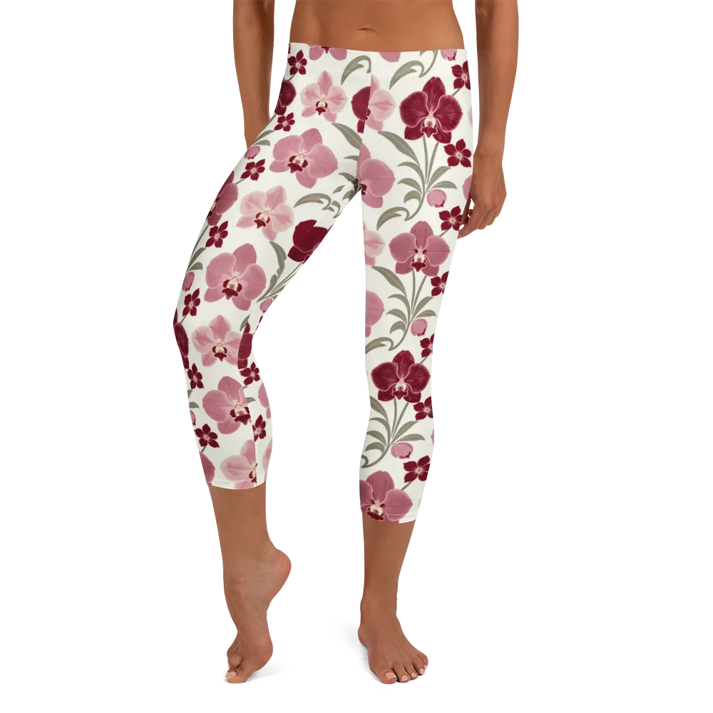 Orchid Rosette on Capri Leggings — Front