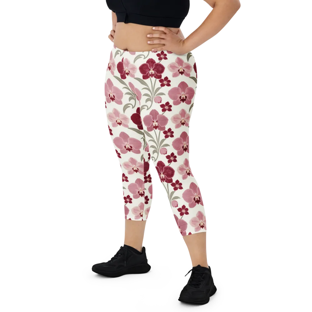 Orchid Rosette on Capri Leggings — Front