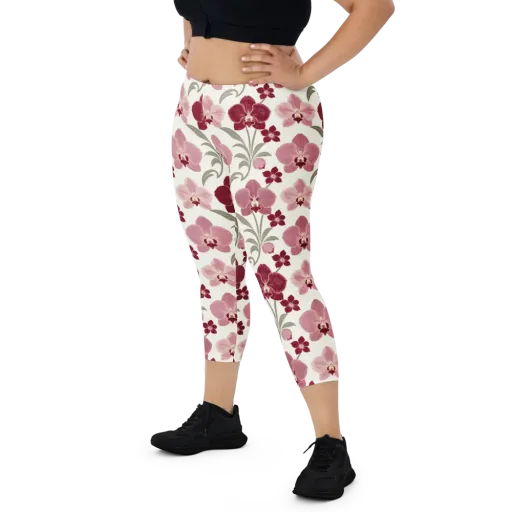 Orchid Rosette on a Capri Leggings