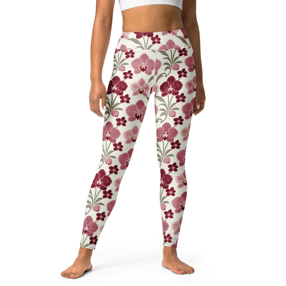 Orchid Rosette on Yoga Leggings — Front