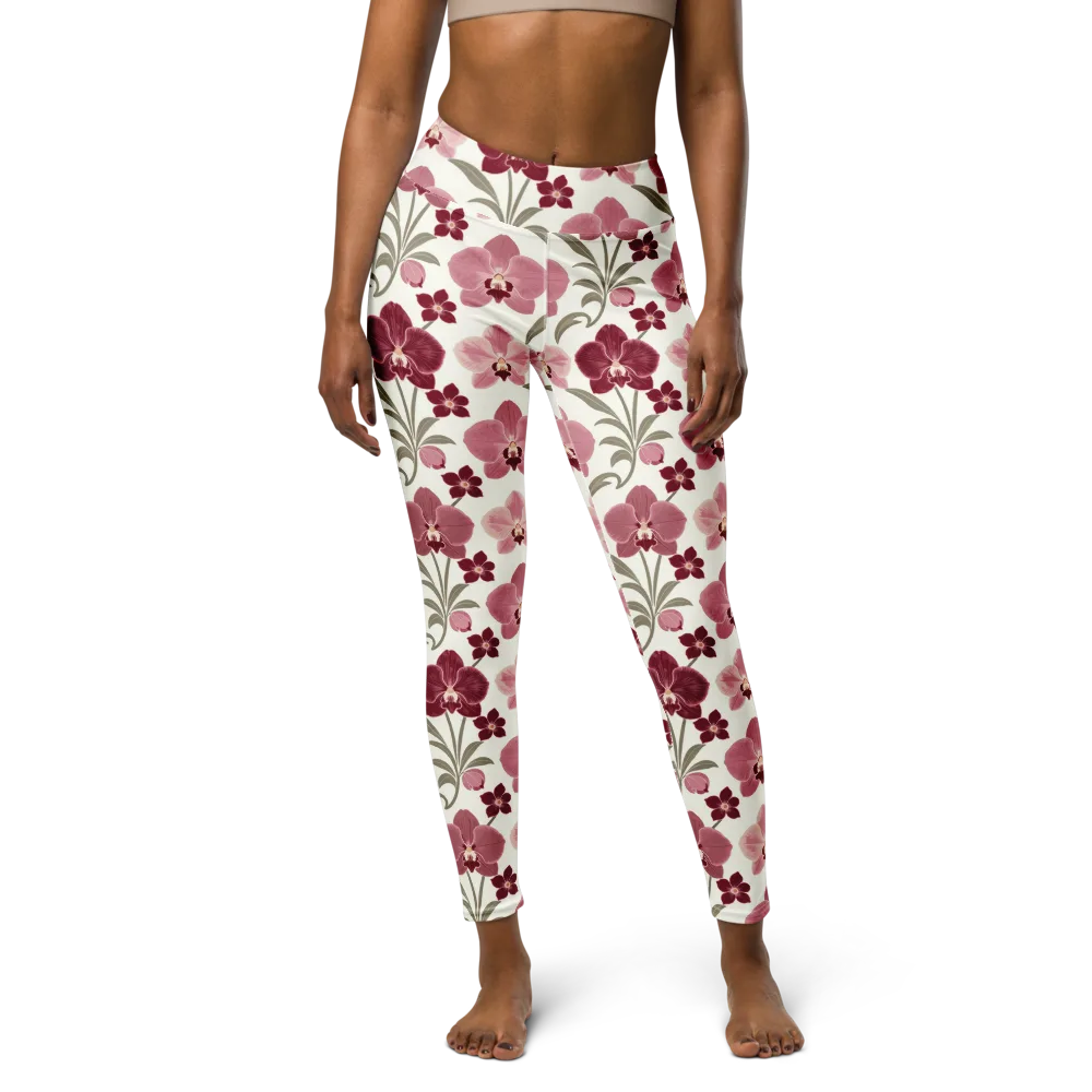 Orchid Rosette on Yoga Leggings — Front