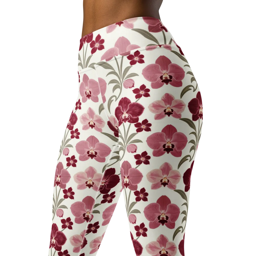 Orchid Rosette on Yoga Leggings — Left Front