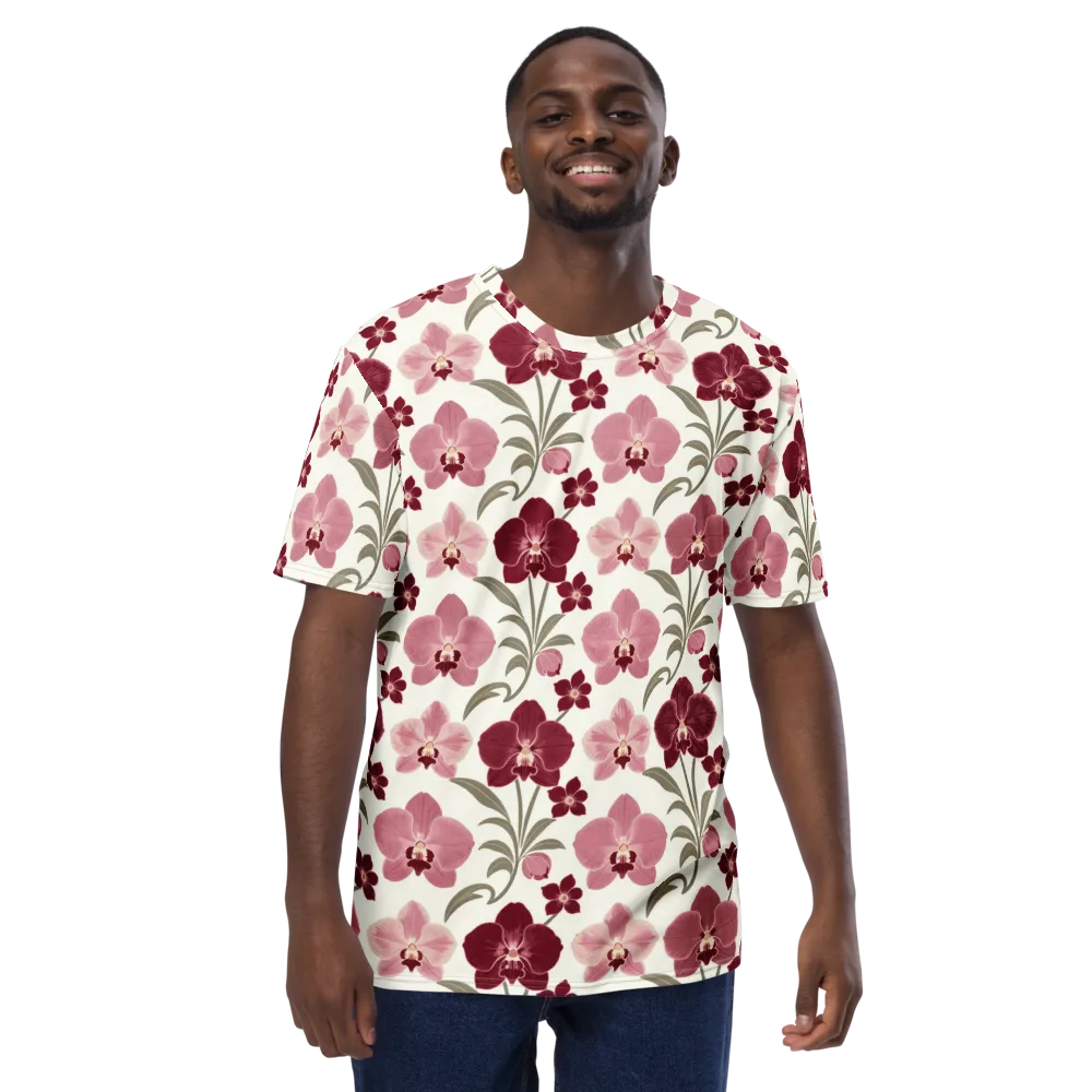 Orchid Rosette on Men's Crew Neck T-Shirt — Front