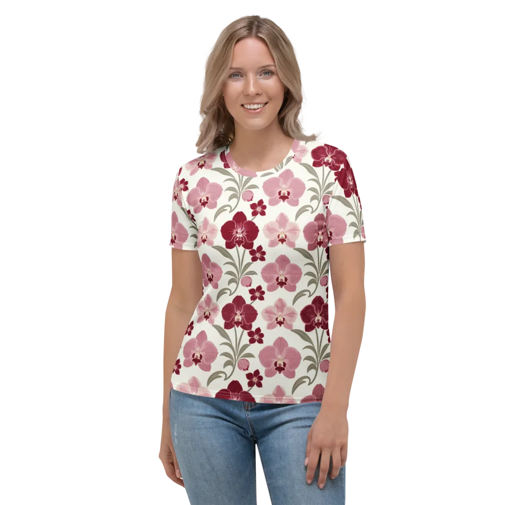 Orchid Rosette on Women's Crew Neck T-Shirt — Front