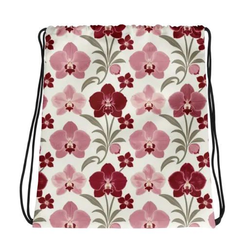 Orchid Rosette on a Drawstring Bag