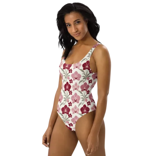 Orchid Rosette on a One-Piece Swimsuit