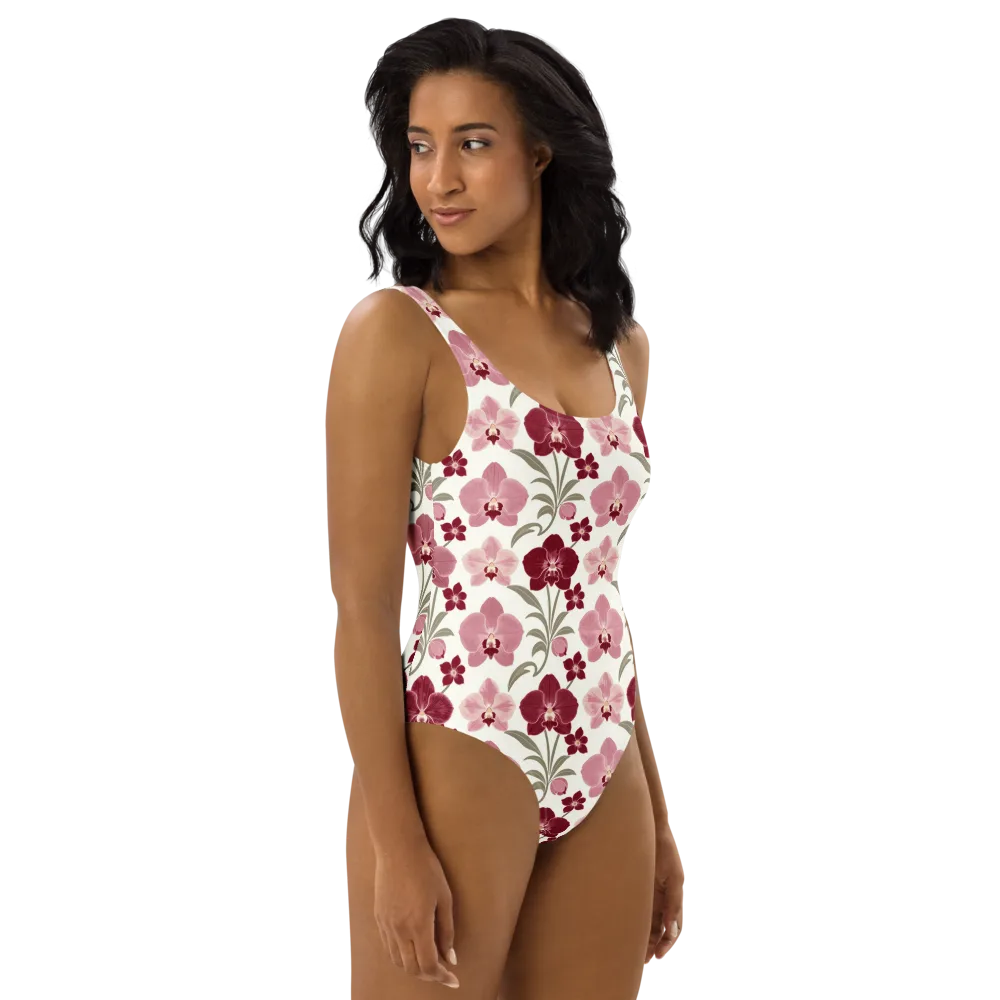 Orchid Rosette on One-Piece Swimsuit — Right
