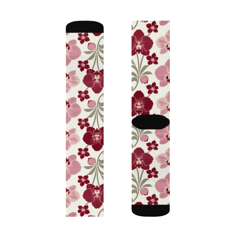 Orchid Rosette on Socks — Left Sock