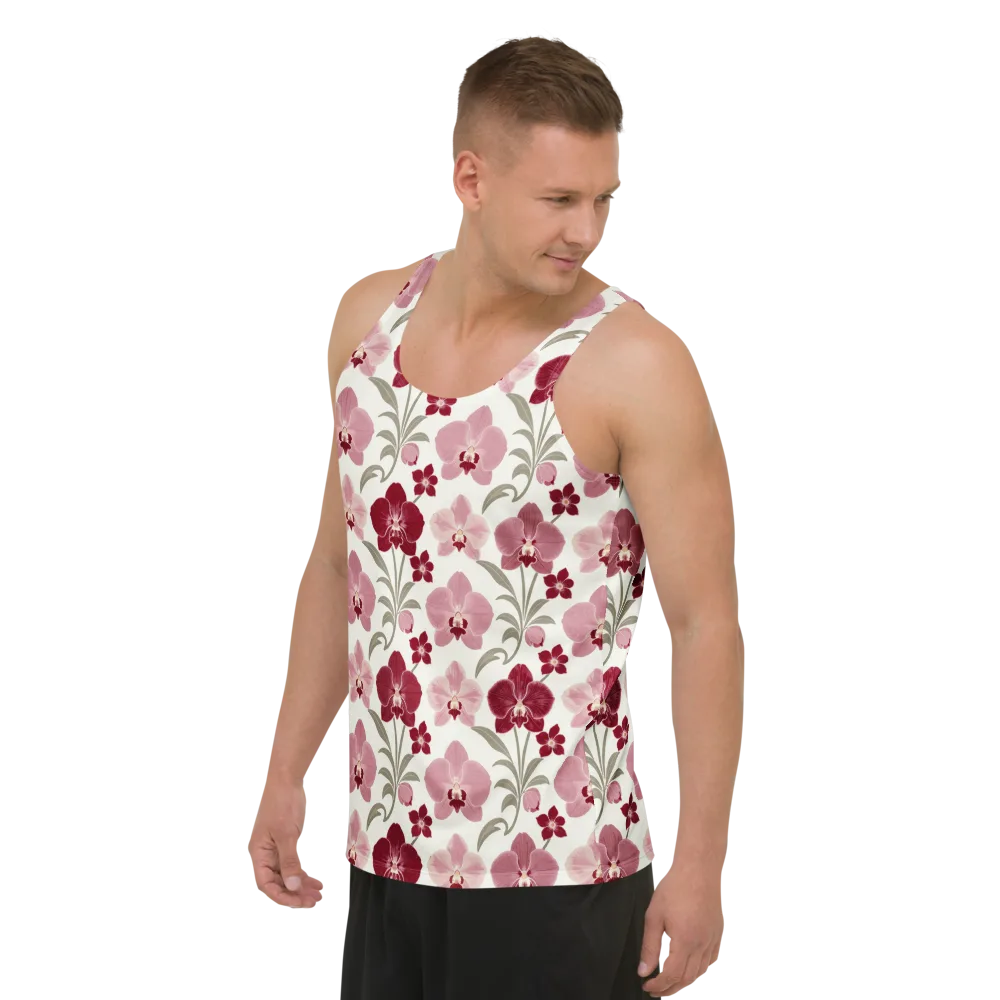 Orchid Rosette on Men's Tank Top — Left Front
