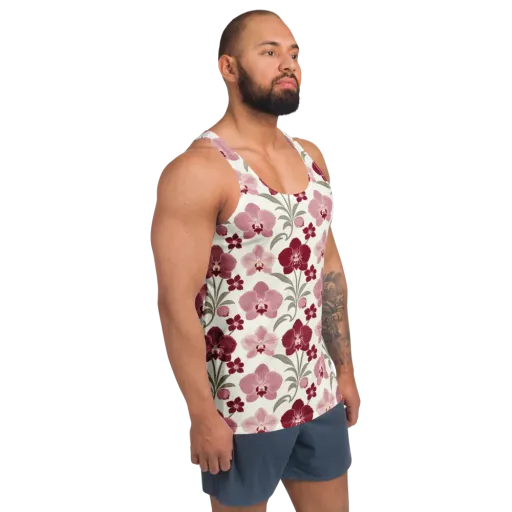 Orchid Rosette on a Men's Tank Top
