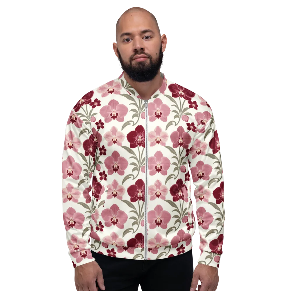 Orchid Rosette on Bomber Jacket — Front
