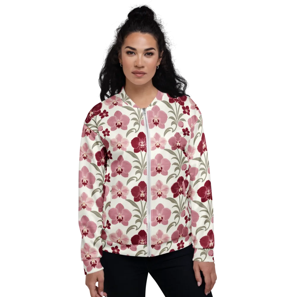 Orchid Rosette on Bomber Jacket — Front