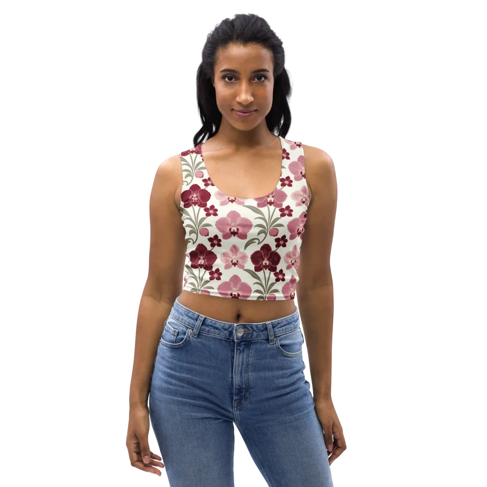 Orchid Rosette on Crop Top — Front