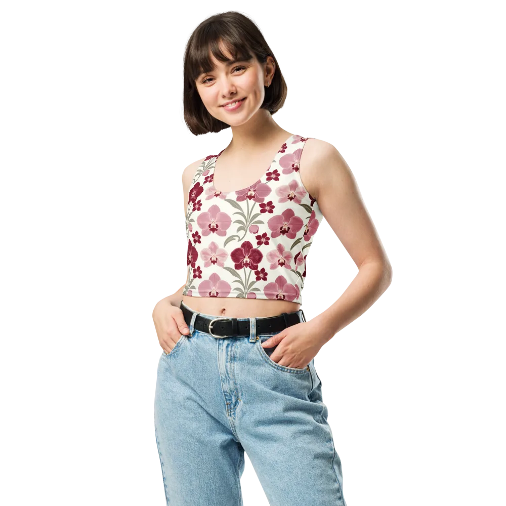 Orchid Rosette on Crop Top — Front