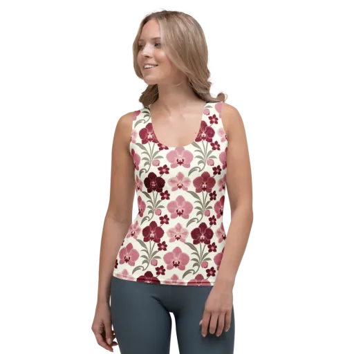 Orchid Rosette on a Women's Tank Top
